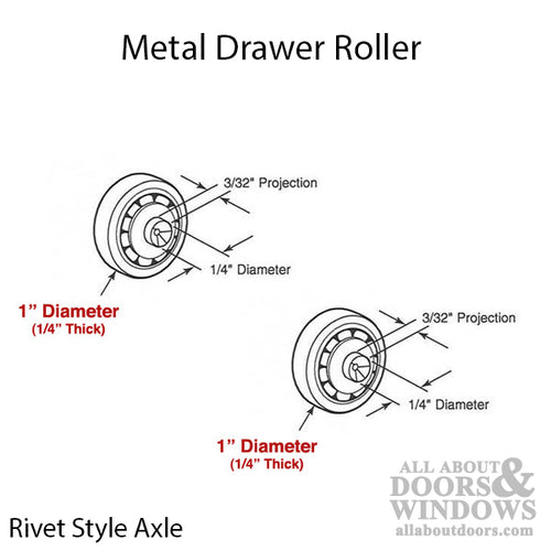 Roller Only - Metal Drawer - Rivet Axle - Roller Only - Metal Drawer - Rivet Axle