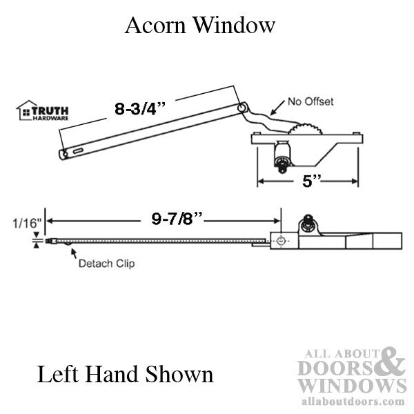 Dyad Operator, Rear Mount, 5 inch hole spacing, 9-7/8 Reach, LH - Dyad Operator, Rear Mount, 5 inch hole spacing, 9-7/8 Reach, LH