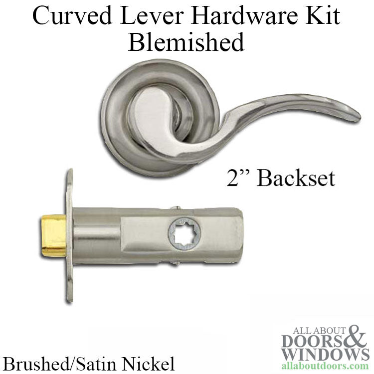 Blemished Curved Lever Passage Hardware Kit with 2 Inch Backset - Brushed/Satin Nickel - Blemished Curved Lever Passage Hardware Kit with 2 Inch Backset - Brushed/Satin Nickel