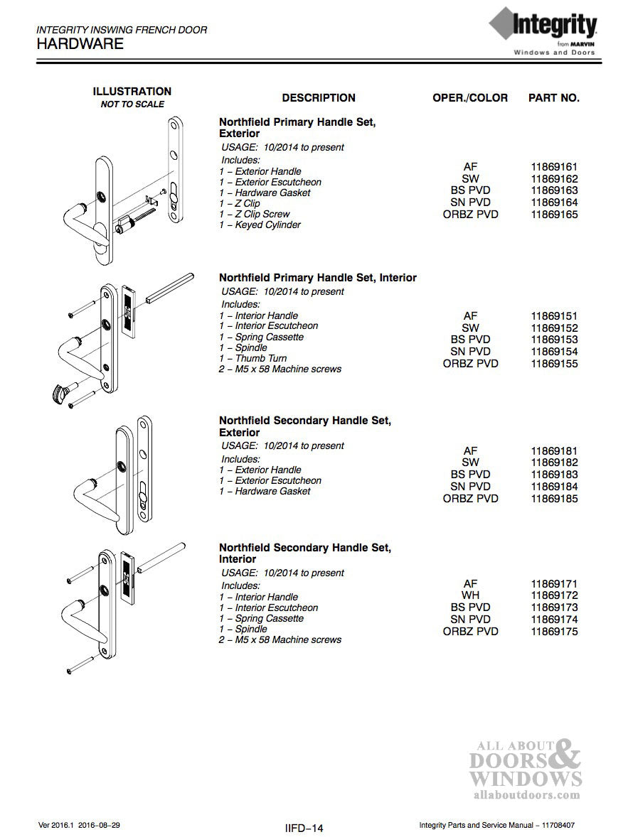 Integrity Northfield Primary, Keyed Swinging Door Handles - Integrity Northfield Primary, Keyed Swinging Door Handles