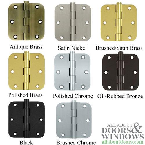 3.5 x 3.5 inch, 5/8 Radius Corners, Residential Hinges, Steel, Choose Color - 3.5 x 3.5 inch, 5/8 Radius Corners, Residential Hinges, Steel, Choose Color