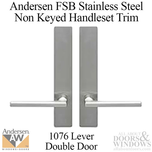 Andersen FSB 1076 Non Keyed Trim Set for Double Door - Stainless Steel - Andersen FSB 1076 Non Keyed Trim Set for Double Door - Stainless Steel