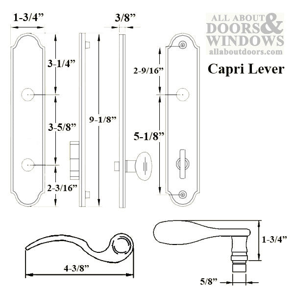 G-U Capri Handle & 45mm Plate, Active, Keyed with Thumbturn (Handle Above Cylinder) Choose Color - G-U Capri Handle & 45mm Plate, Active, Keyed with Thumbturn (Handle Above Cylinder) Choose Color