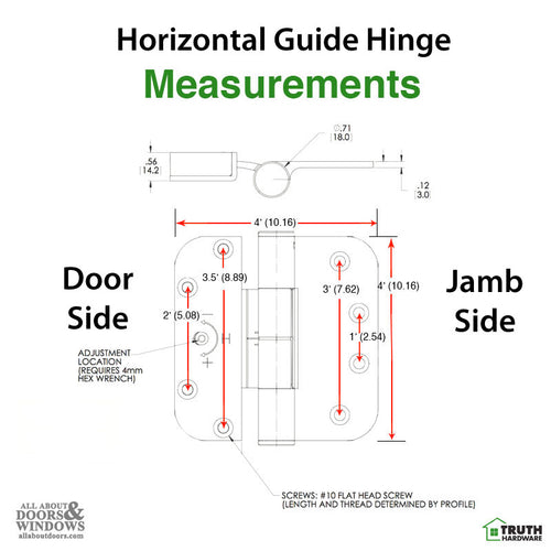 Truth Sentry Hinged Door Adjustable Guide Hinge, LHO / RHI, 4 x 4 inches - Truth Sentry Hinged Door Adjustable Guide Hinge, LHO / RHI, 4 x 4 inches