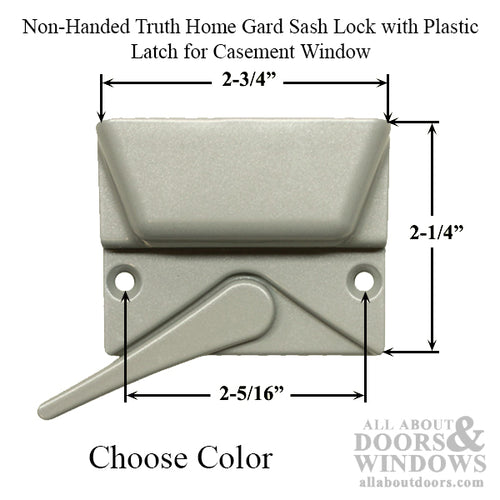 Non-Handed Truth Home Gard Sash Lock with Plastic Latch for Casement Window - Choose Color - Non-Handed Truth Home Gard Sash Lock with Plastic Latch for Casement Window - Choose Color