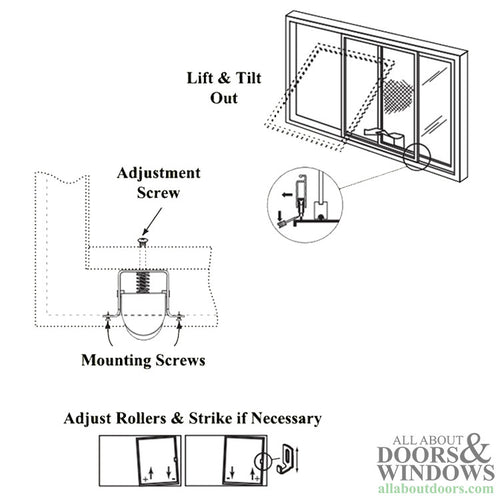 Top or Bottom Roller Assembly with 1 Inch Steel Wheel for Sliding Screen Door - Top or Bottom Roller Assembly with 1 Inch Steel Wheel for Sliding Screen Door