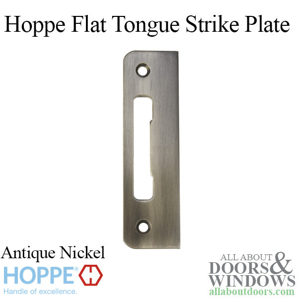 Strike Plate, PT0002N, Flat Tongue 1.30 x 4.57 -  Antique Nickel - Strike Plate, PT0002N, Flat Tongue 1.30 x 4.57 -  Antique Nickel