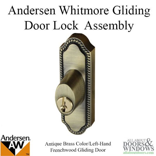 Andersen Frenchwood Gliding Door Keyed Lock - Left Hand - Antique Brass