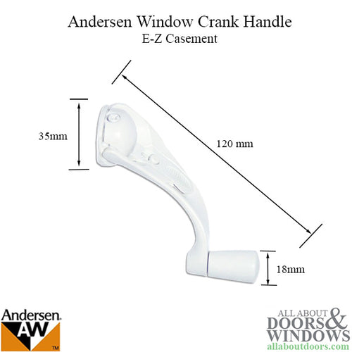 Andersen Window Improved/E-Z Casement Crank/Handle - Metro Style - White - Andersen Window Improved/E-Z Casement Crank/Handle - Metro Style - White