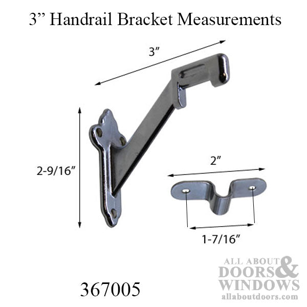 3 inch Handrail Bracket, Zinc - Choose Color - 3 inch Handrail Bracket, Zinc - Choose Color