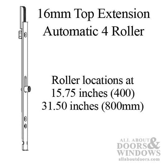 16mm Auto 4 Roller Top Extension, Rollers @ 15.75 & 31.50", 41.14 Length