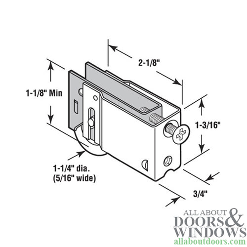 Sliding Door Roller For Nu Air Glass Door Steel Housing and Steel Wheel Roller 1.25 Inch Steel Wheel Door Roller - Sliding Door Roller For Nu Air Glass Door Steel Housing and Steel Wheel Roller 1.25 Inch Steel Wheel Door Roller