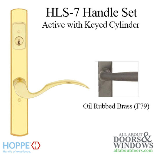 HOPPE HLS7 Handle Set with Munchen Lever Keyed Active Oil Rubbed Brass