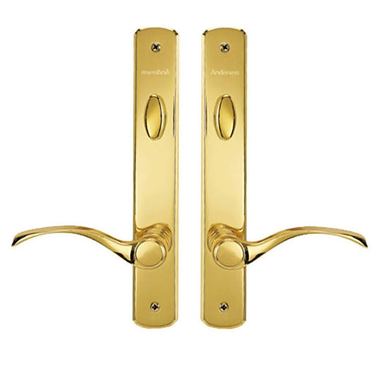 Hardware Kit, Double Door, Newbury, Active / Passive Door - Bright Brass
