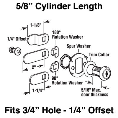 Keyed Cylinder Lock with 1/4 Inch Offset and 5/8 Inch Cylinder - Keyed Cylinder Lock with 1/4 Inch Offset and 5/8 Inch Cylinder