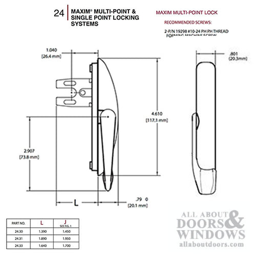 Truth Strike / Keeper for multipoint lock windows with cone tie bars, Left - Truth Strike / Keeper for multipoint lock windows with cone tie bars, Left