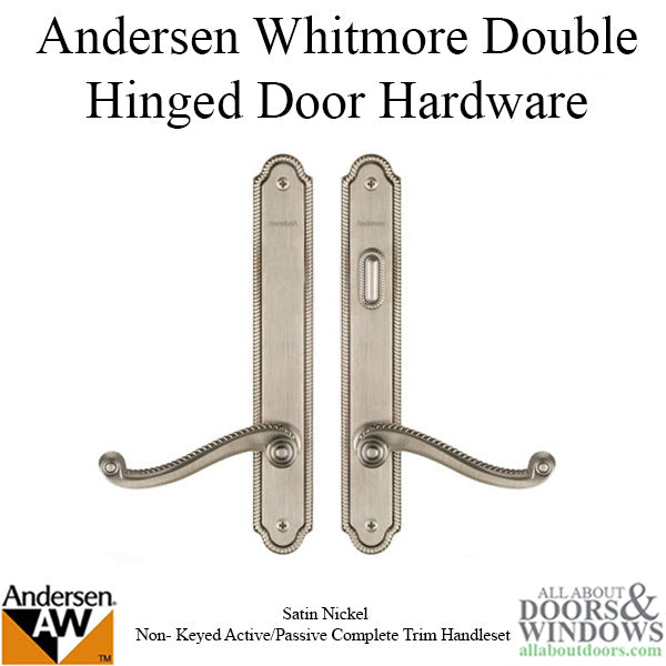 Hardware Kit, Double Door, Whitmore, Active / Passive - Satin Nickel - Hardware Kit, Double Door, Whitmore, Active / Passive - Satin Nickel