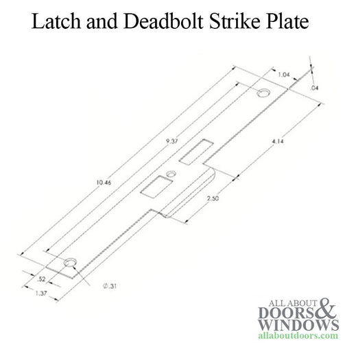 Strike Plate, Latch and Deadbolt, Left Hand - Stainless Steel - Strike Plate, Latch and Deadbolt, Left Hand - Stainless Steel