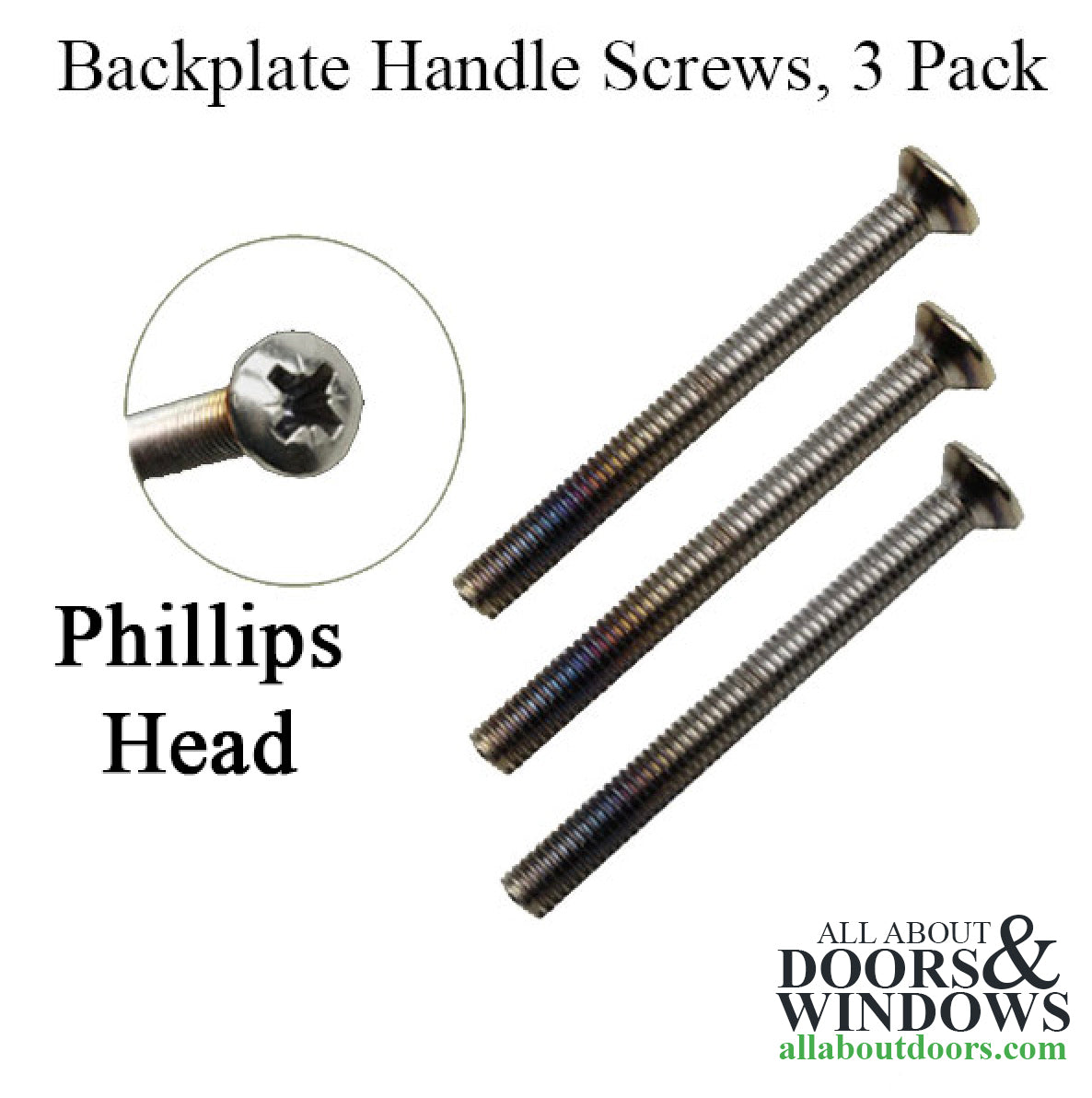 M5 x 75mm Handle Screws, 3 pack - 2-1/2 inch thick door - Satin Nickel - M5 x 75mm Handle Screws, 3 pack - 2-1/2 inch thick door - Satin Nickel