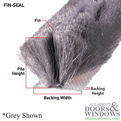 Weatherstrip .270 backing x .280 pile with Fin seal - Weatherstrip .270 backing x .280 pile with Fin seal