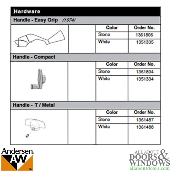 Andersen Window Improved/E-Z Casement Crank/Handle - Compact Operator - White - Andersen Window Improved/E-Z Casement Crank/Handle - Compact Operator - White