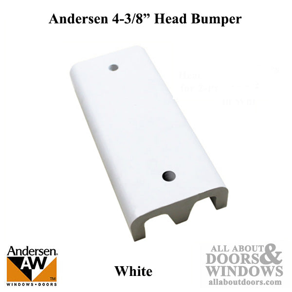 Andersen Head Bumper with Screws for 2 Panel Gliding Doors 4-3/8 Inch White - Andersen Head Bumper with Screws for 2 Panel Gliding Doors 4-3/8 Inch White