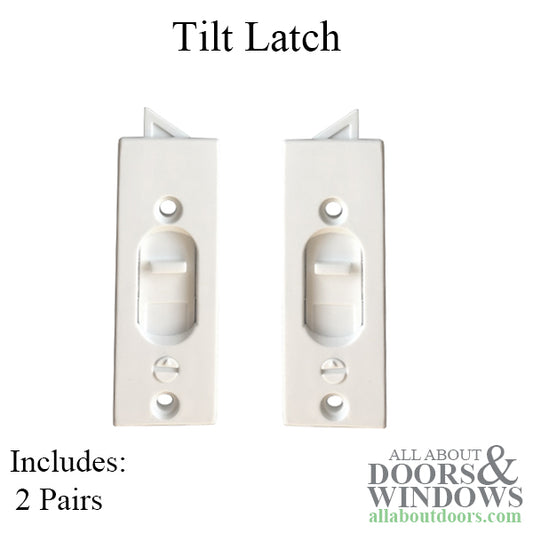 Tilt Latch, White, 2-5/16" hole center,   Pair