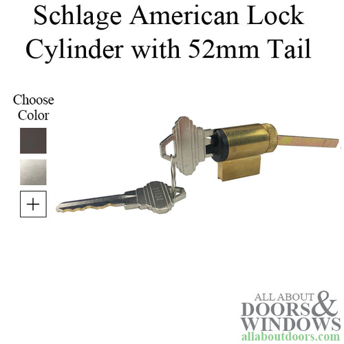 American Lock Cylinder with 52mm Tail and Schlage Keyway for G-U Gripsets - Choose Color - American Lock Cylinder with 52mm Tail and Schlage Keyway for G-U Gripsets - Choose Color