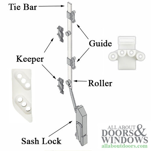 Guide, Adjustable Tie Bar,  Casement - White - Guide, Adjustable Tie Bar,  Casement - White