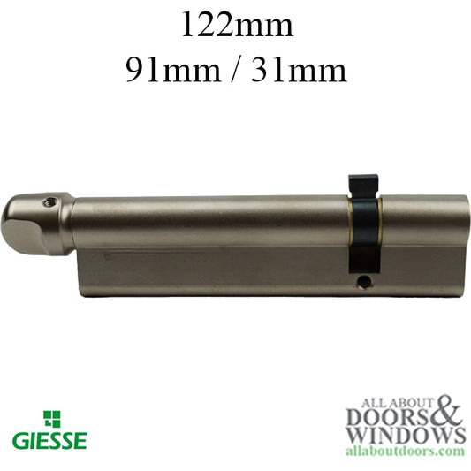 122mm Giesse 91/31  Euro Profile Cylinder w/ Type 2 Knob