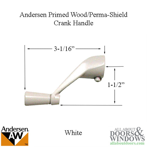 Andersen Window Primed Wood/Perma-Shield Crank Handle - White - Andersen Window Primed Wood/Perma-Shield Crank Handle - White