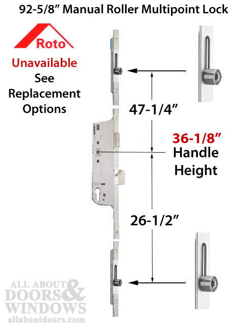 Roto Roller Multipoint Lock, 45mm backset - Discontinued - See Replacement Options