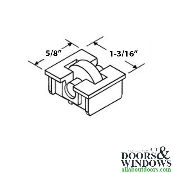 Jordan Sliding Window Roller, Plastic Housing Brass Wheel - Jordan Sliding Window Roller, Plastic Housing Brass Wheel