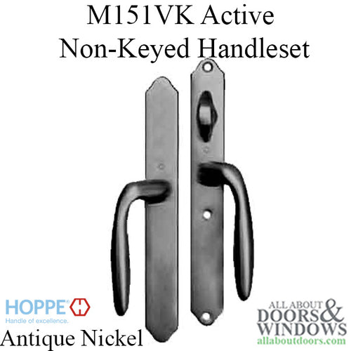 HOPPE HLS 9000 Sliding Door Handle Set Verona Lever Active Non-Keyed Outside Antique Nickel - HOPPE HLS 9000 Sliding Door Handle Set Verona Lever Active Non-Keyed Outside Antique Nickel