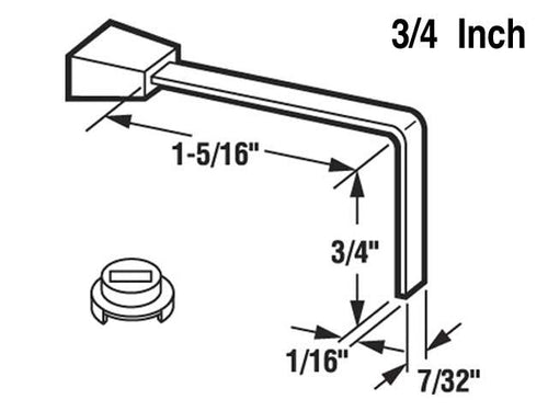 Latch Lever - Sliding Patio Door, 3/4 inch Tailpiece, Steel - Latch Lever - Sliding Patio Door, 3/4 inch Tailpiece, Steel