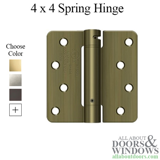 Spring Hinge 4 x 4 x 1/4 Radius Corners, Single Action - Choose Color