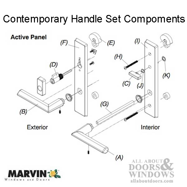 Marvin Contemporary Handle, Active Ultimate Hinged French Door- PVD Oil Rubbed Bronze - Marvin Contemporary Handle, Active Ultimate Hinged French Door- PVD Oil Rubbed Bronze