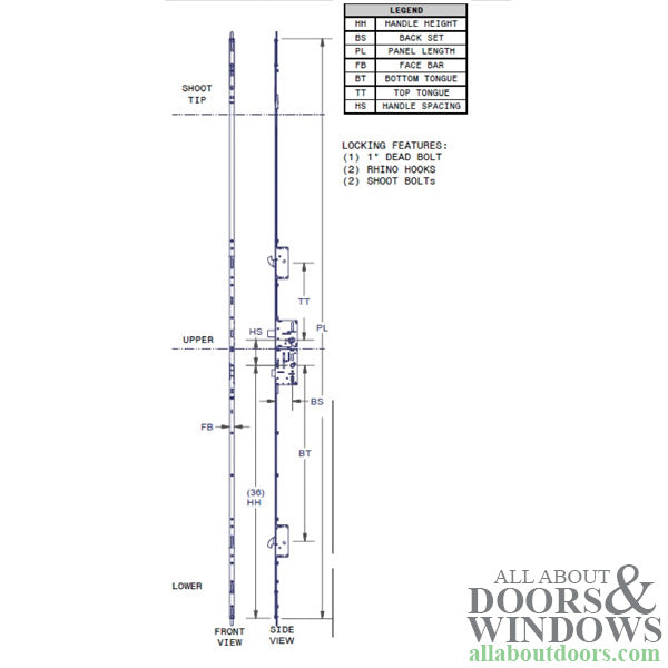 Amesbury P3000 Passive Lower Shootbolt Gear with Rhino Hook Receptacle - Amesbury P3000 Passive Lower Shootbolt Gear with Rhino Hook Receptacle