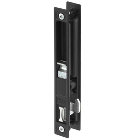 Sliding Patio Door Handle Set, Flush Mount, 6-1/2 Inch Screw Hole Center, Standard Hook, Black