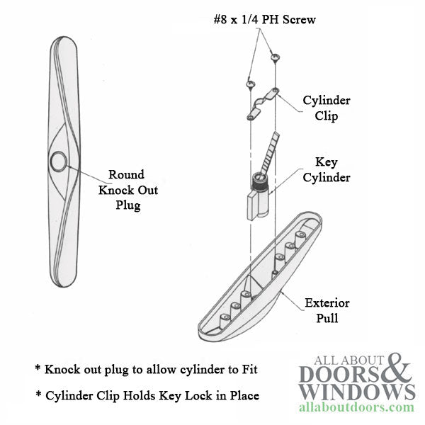 Andersen 100 series Tulsa handleset for Patio Gliding Door - White - Andersen 100 series Tulsa handleset for Patio Gliding Door - White