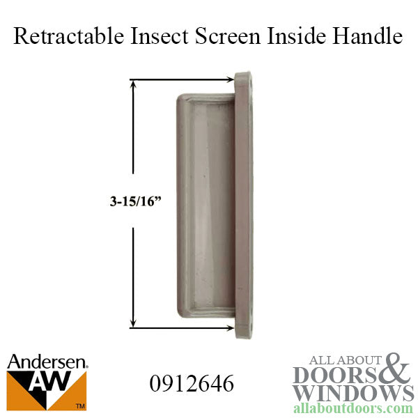 Retractable Insect Screen Interior Handle, Aug. 2003 - May 2007, Andersen Frenchwood Gliding Doors - Sandstone - Retractable Insect Screen Interior Handle, Aug. 2003 - May 2007, Andersen Frenchwood Gliding Doors - Sandstone