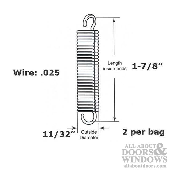 Extension Spring - 11/32 In Dia X 1-7/8 In Long - .025 Wire - Extension Spring - 11/32 In Dia X 1-7/8 In Long - .025 Wire