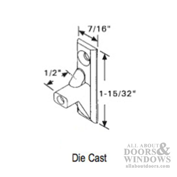 Tilt-In Window Locking Cam Pivot Pin, 1 hole Tilt Stud for Tilt-In wood windows - Zinc Diecast - Tilt-In Window Locking Cam Pivot Pin, 1 hole Tilt Stud for Tilt-In wood windows - Zinc Diecast