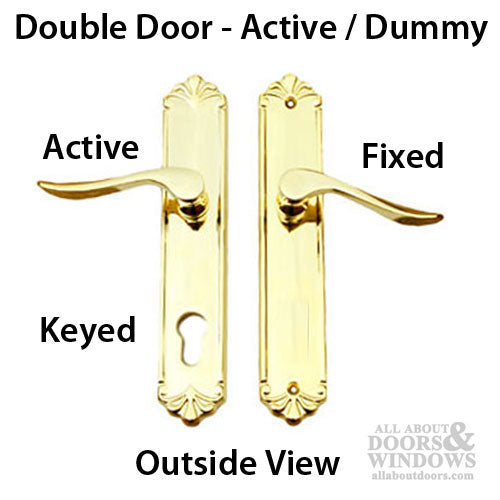 Euro Double Door Active Keyed / Fixed - PVD Polished Brass - Euro Double Door Active Keyed / Fixed - PVD Polished Brass