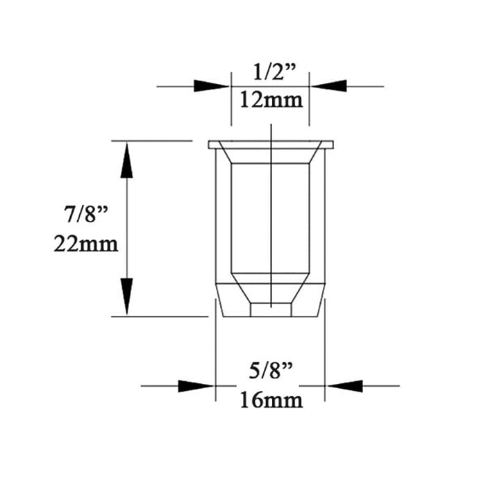 Round Shootbolt Socket Sleeve, D2 - 12mm, Brass - Round Shootbolt Socket Sleeve, D2 - 12mm, Brass