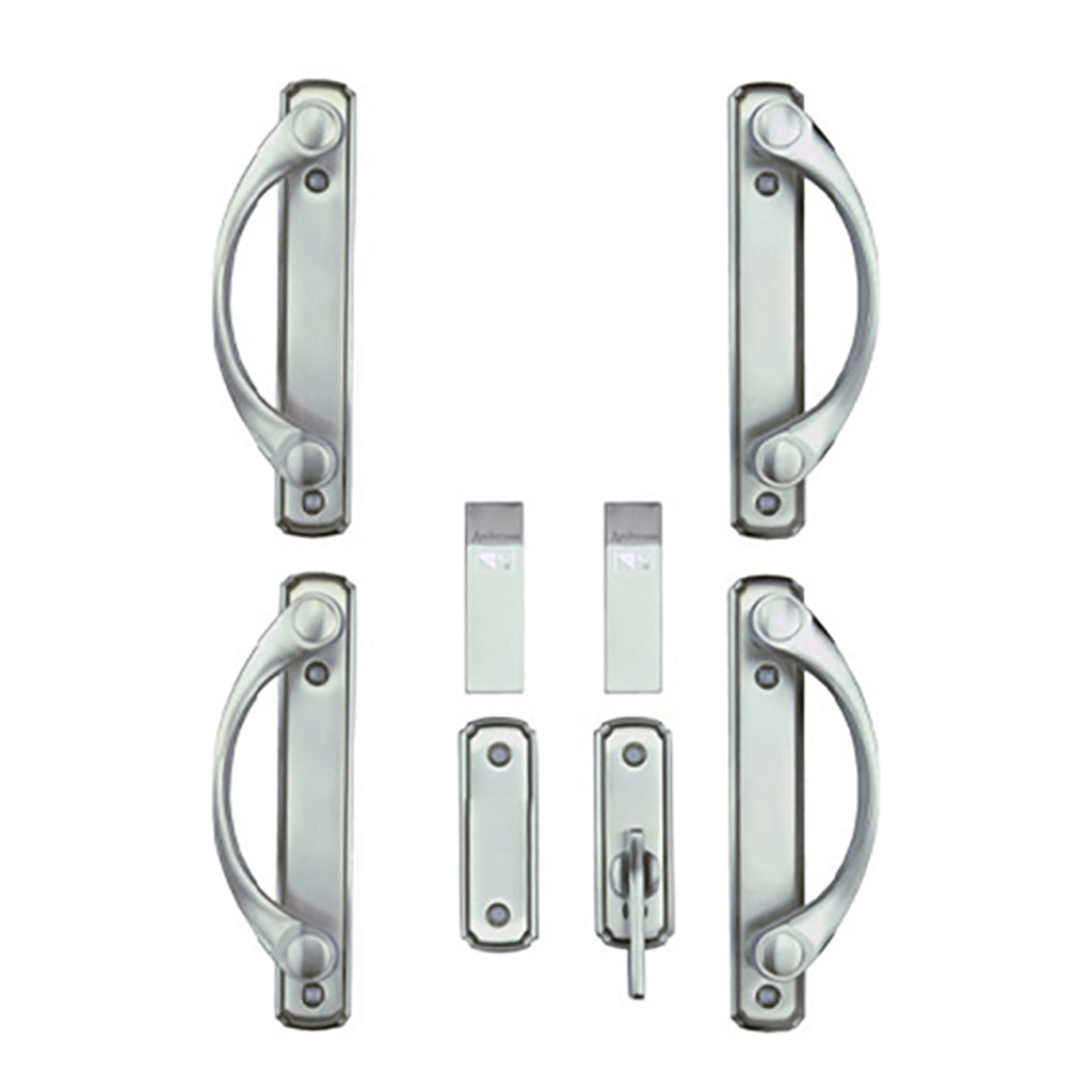 Andersen Newbury 4 Panel Double Gliding Door Hardware Set Satin Nickel - Andersen Newbury 4 Panel Double Gliding Door Hardware Set Satin Nickel