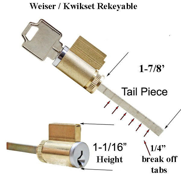 Weiser Keyed Lock Cylinder 1-1/16 inch x 2-1/8 - Keyed Alike - Weiser Keyed Lock Cylinder 1-1/16 inch x 2-1/8 - Keyed Alike