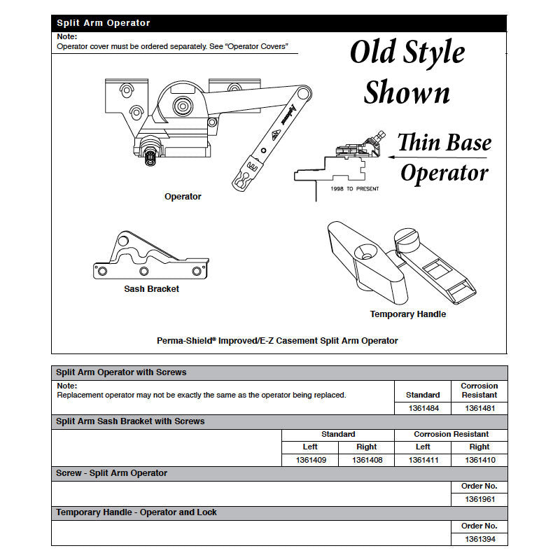 Andersen Casement Window Operator E-Z Corrosion Resistant Non-handed Universal Thin base - Andersen Casement Window Operator E-Z Corrosion Resistant Non-handed Universal Thin base