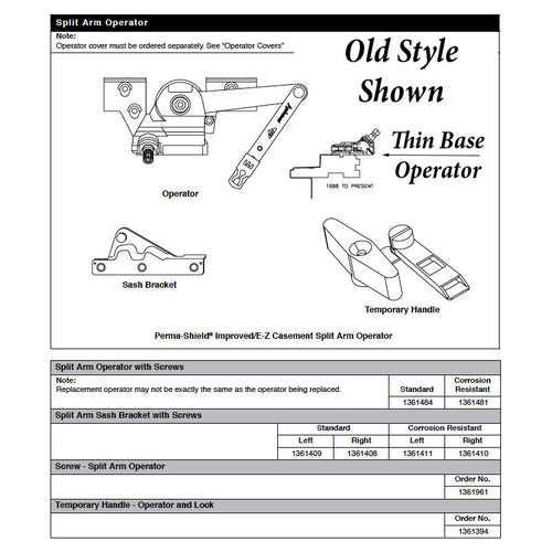 Andersen Casement Window Operator E-Z Corrosion Resistant Non-handed Universal Thin base - Andersen Casement Window Operator E-Z Corrosion Resistant Non-handed Universal Thin base