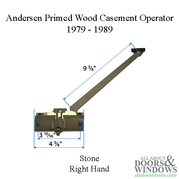 ANDERSEN CASEMENT WINDOW OPERATOR RIGHT PRIMED WOOD CASEMENT WINDOW 1979-1989 - ANDERSEN CASEMENT WINDOW OPERATOR RIGHT PRIMED WOOD CASEMENT WINDOW 1979-1989